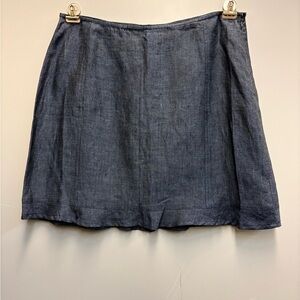 V Sierra Mexico 100% Linen Skirt Size 13 Dark Blue A-Line Ruffle Hem NWT